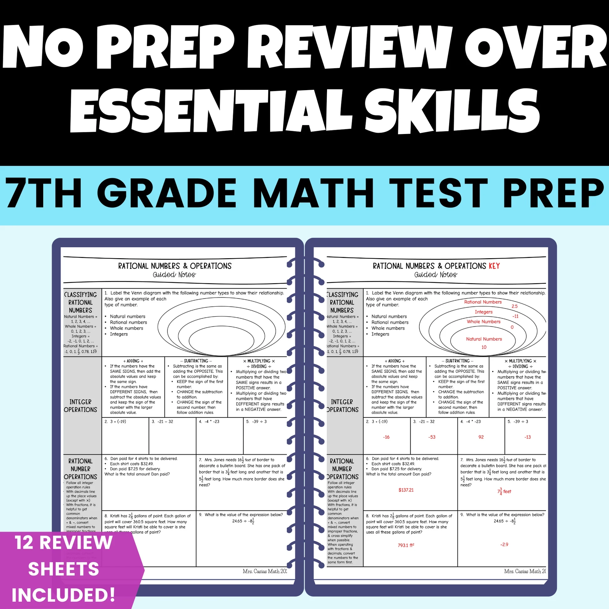 7th Grade Math STAAR Test Review Sheets Casias Math