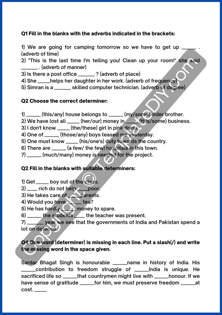 8th Grade Grammar Worksheets Template Printable PDF Word