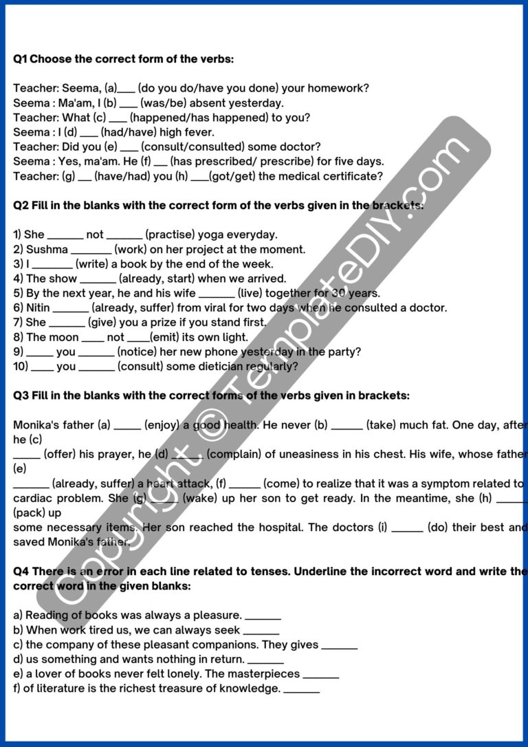8th Grade Grammar Worksheets Template Printable PDF Word