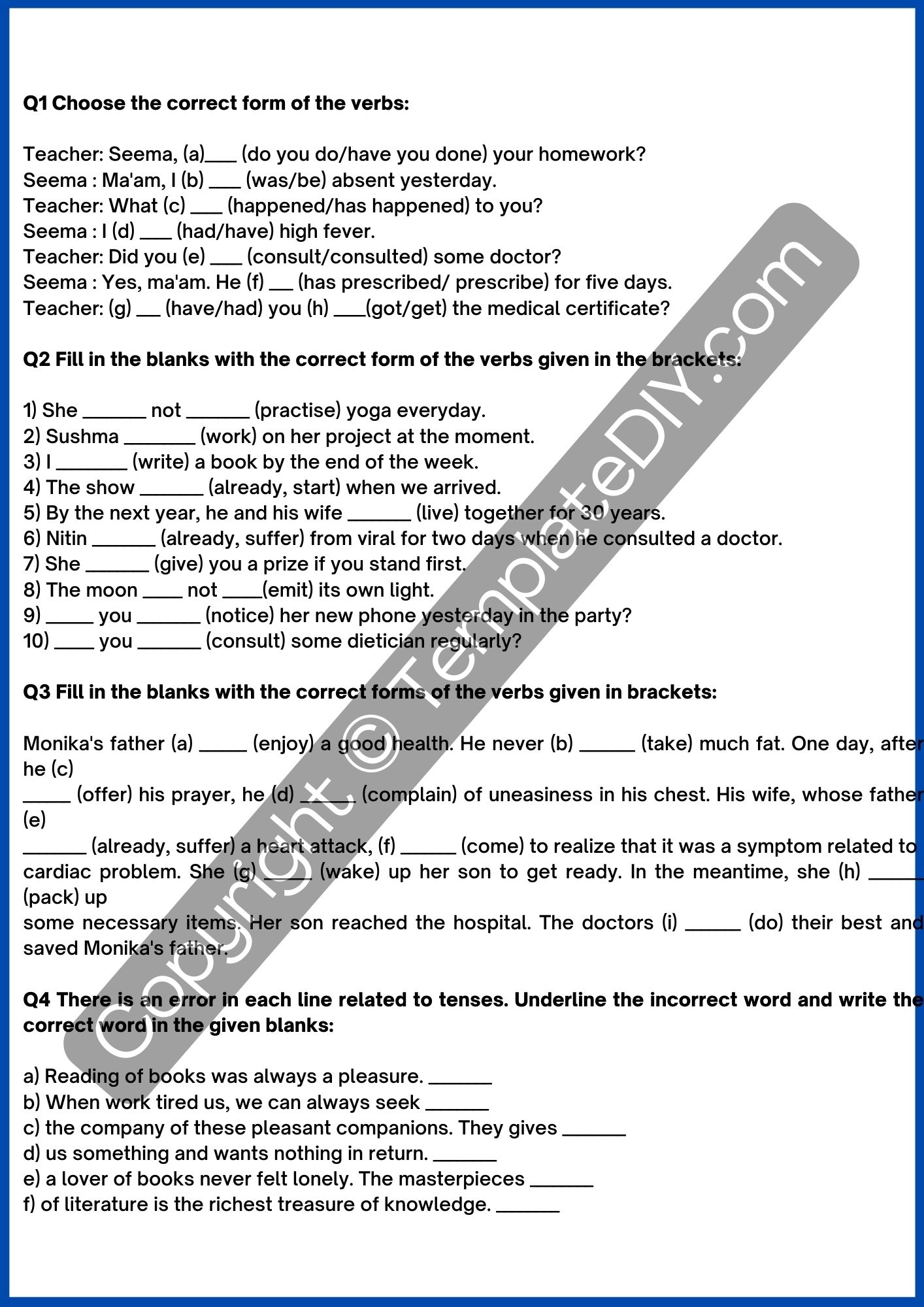 8th Grade Grammar Worksheets Template Printable PDF Word