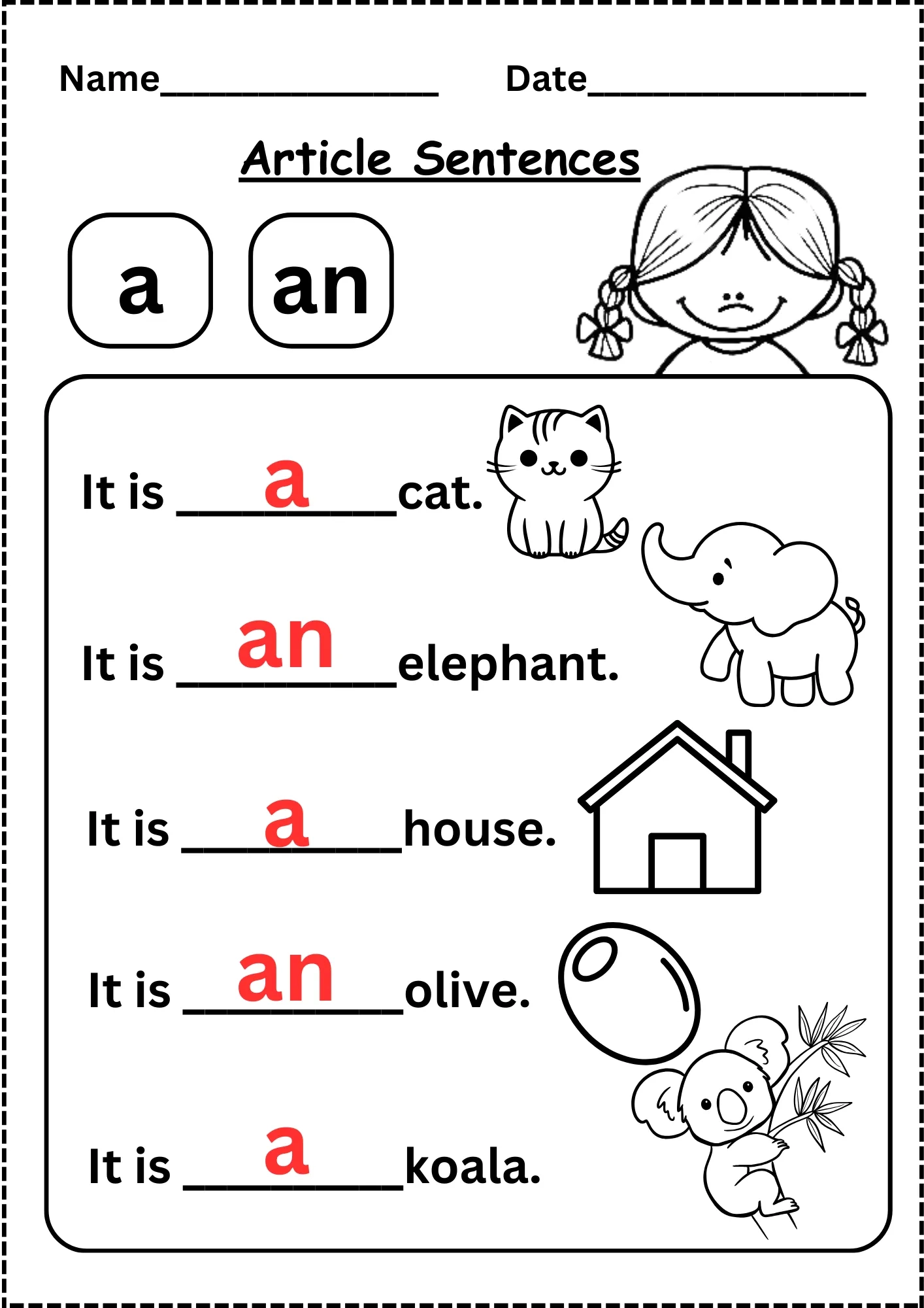 Grammar For Kindergarten Free Worksheets