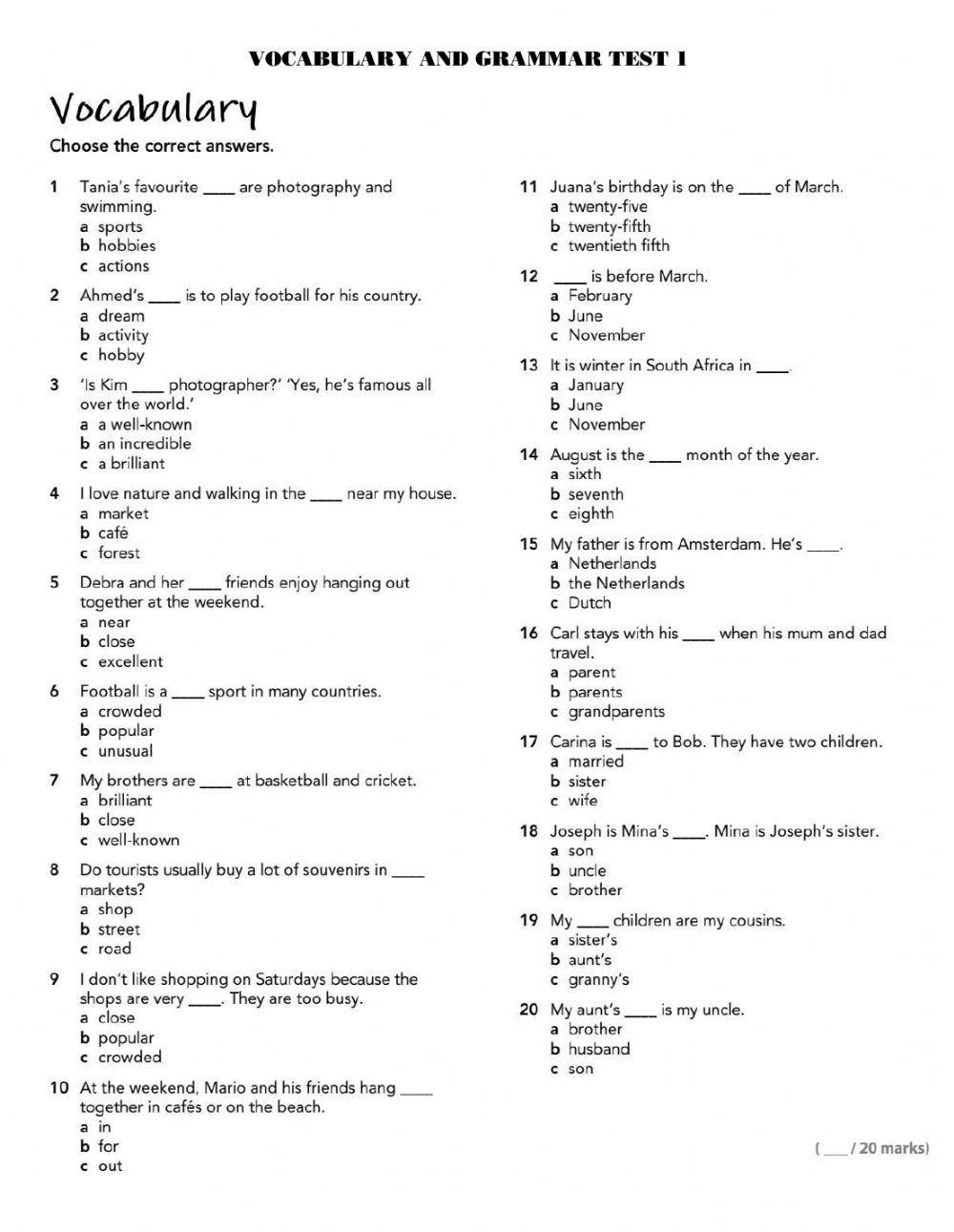 A2 Test Vocab A Free Interactive Worksheets 480961 A2 Test Vocab A Free Interactive Worksheets 480961
