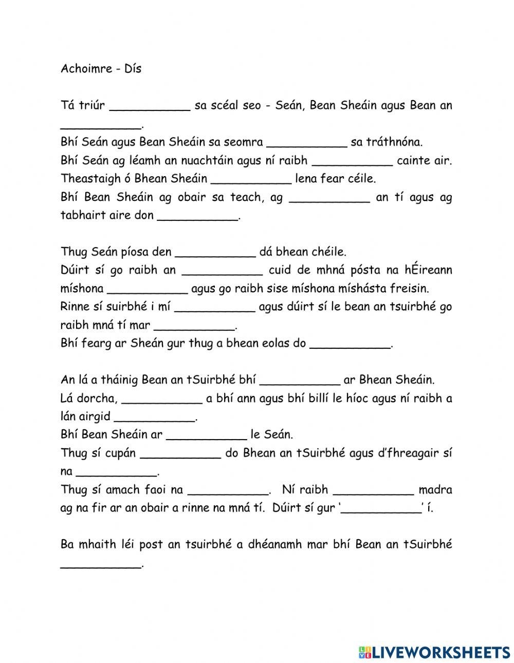 Achoimre Ar D s Free Interactive Worksheets 714691