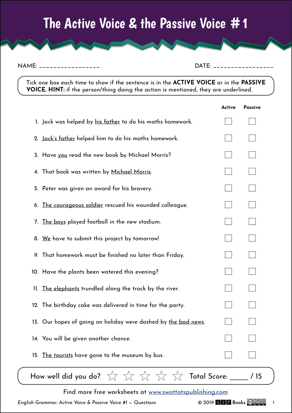 Active Passive English Worksheet 01 STP Books