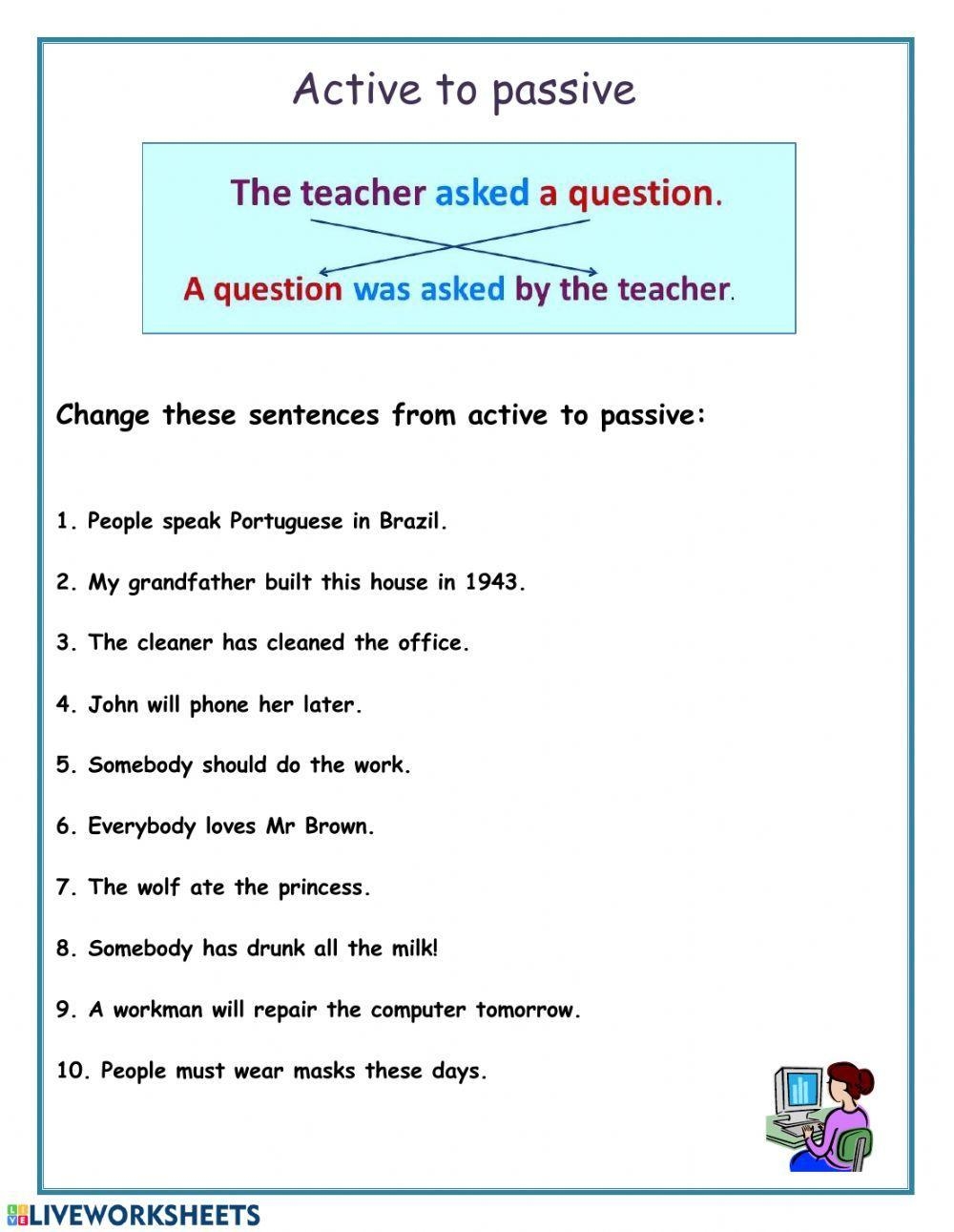 Active To Passi Free Interactive Worksheets 67903 Active To Passi Free Interactive Worksheets 67903