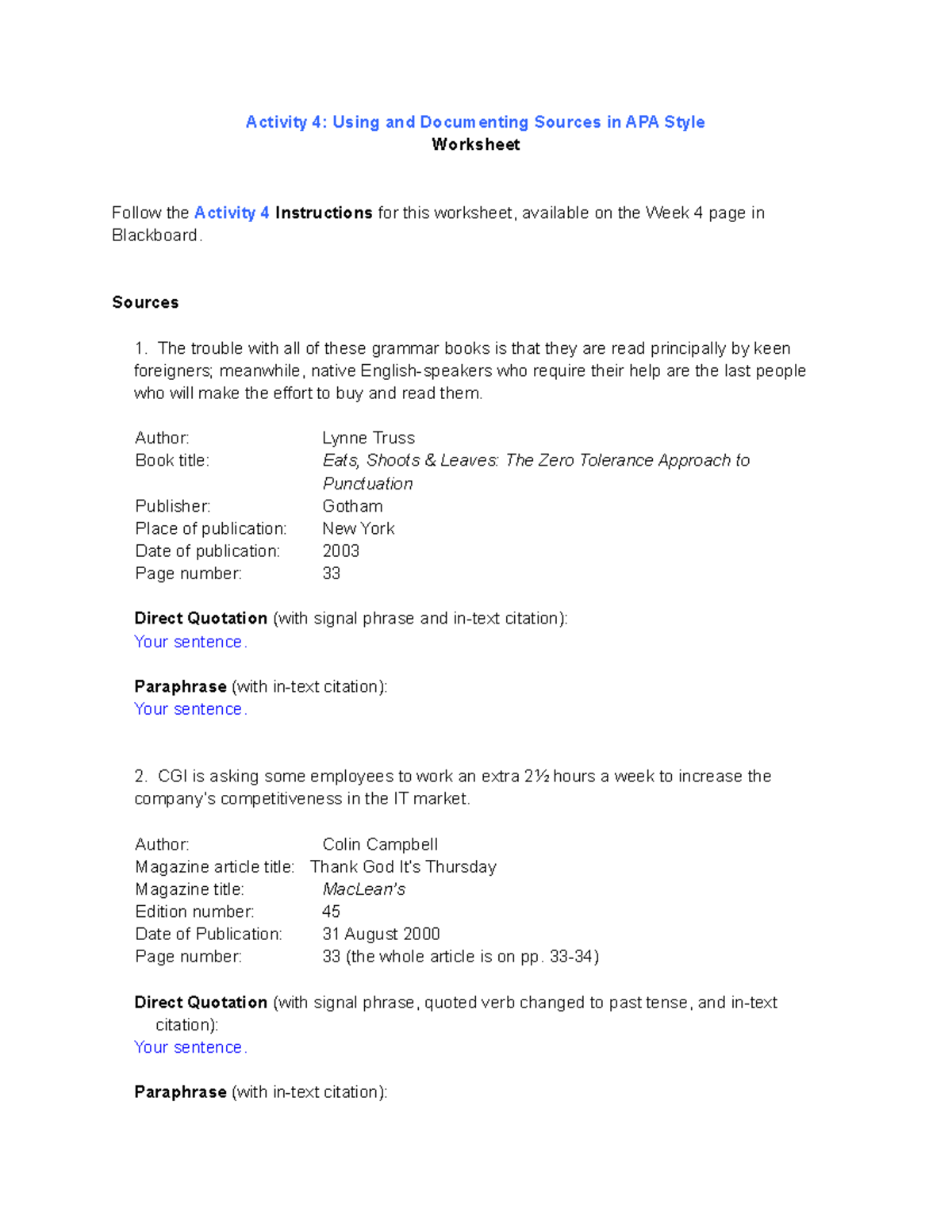 Activity 4 Using And Documenting Sources In APA Style Sources The Trouble With All Of These Studocu Activity 4 Using And Documenting Sources In APA Style Sources The Trouble With All Of These Studocu