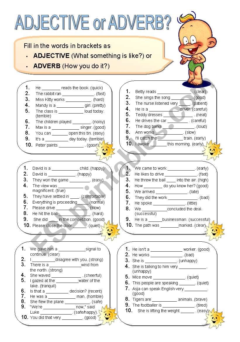 Grammar Adjectives And Adverbs Worksheets Grammar Adjectives And Adverbs Worksheets