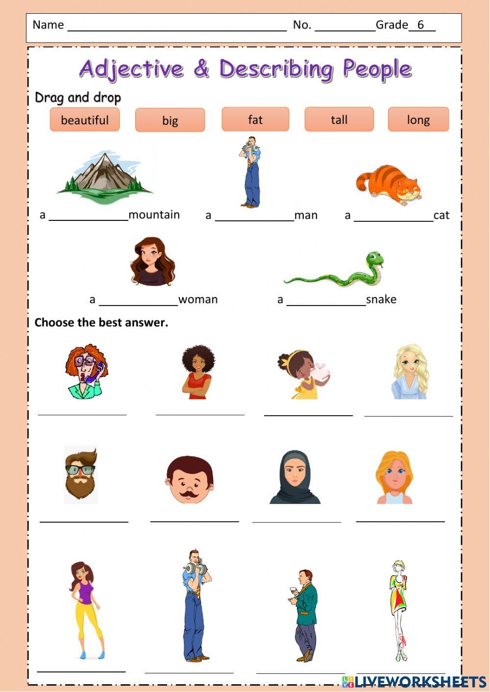 Adjective U0026 Des Free Interactive Worksheets 1241565
