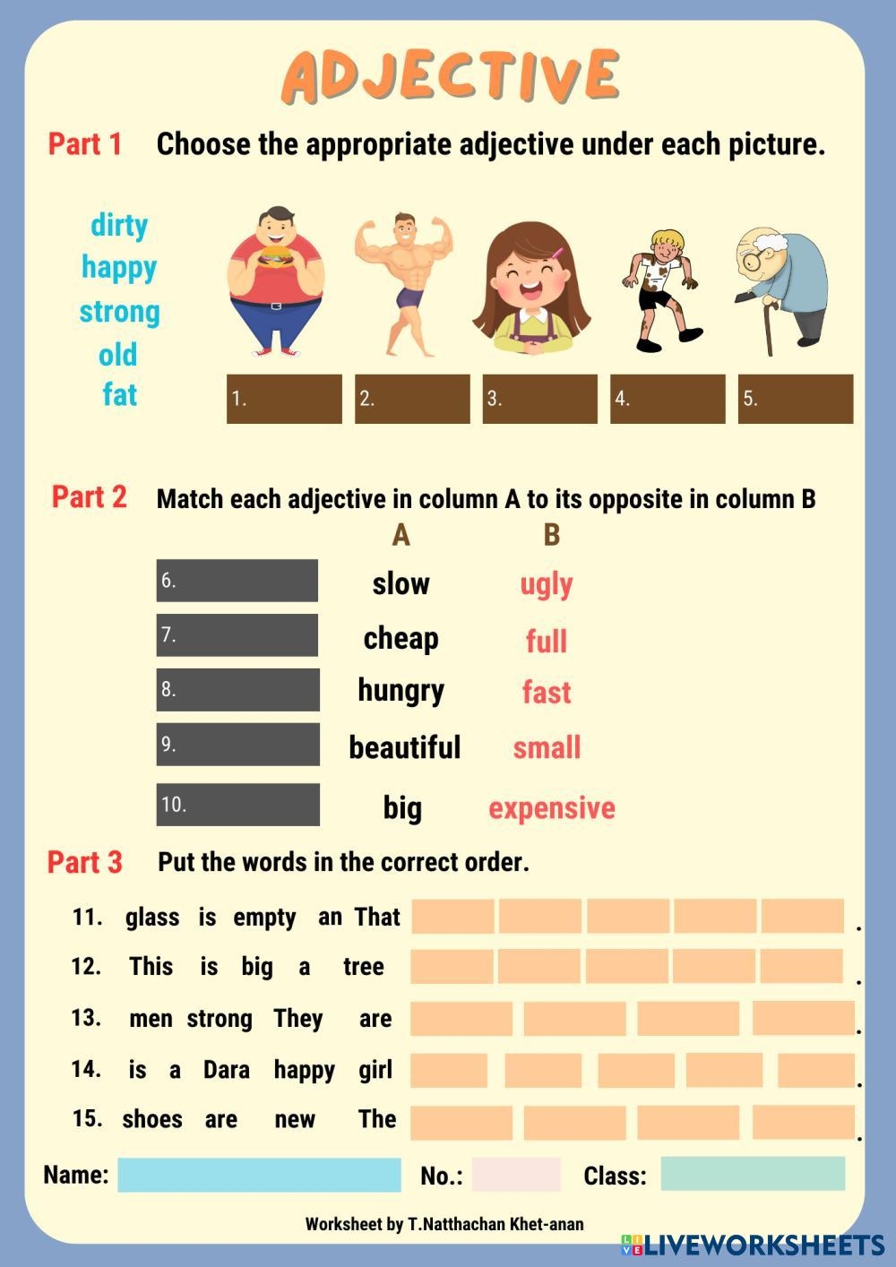 Adjective Works Free Interactive Worksheets 7479036