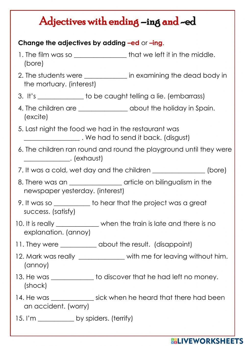 Adjectives Endi Free Interactive Worksheets 1621043