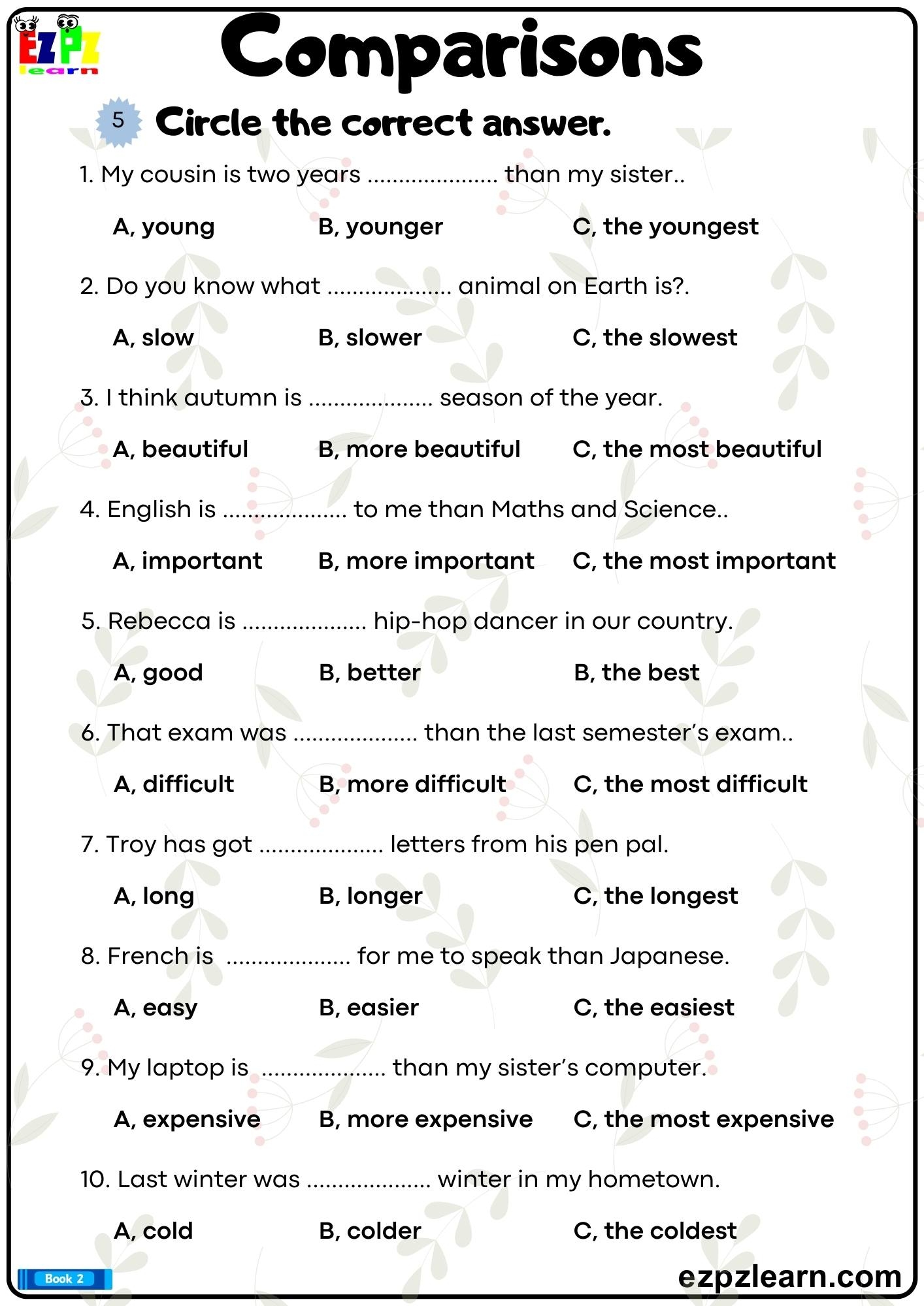 Comparison Grammar Worksheet Comparison Grammar Worksheet