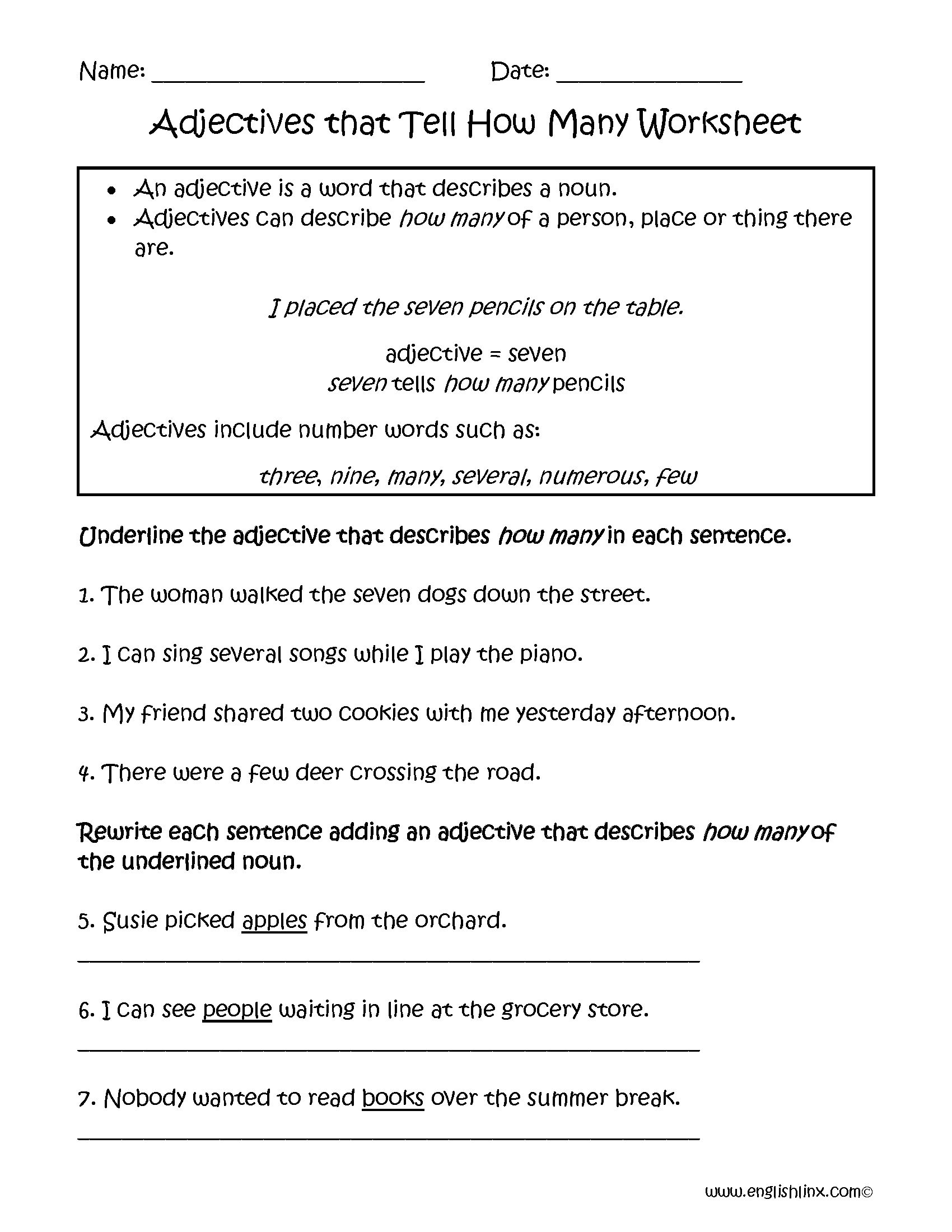 Adjectives Worksheets Regular Adjectives Worksheets