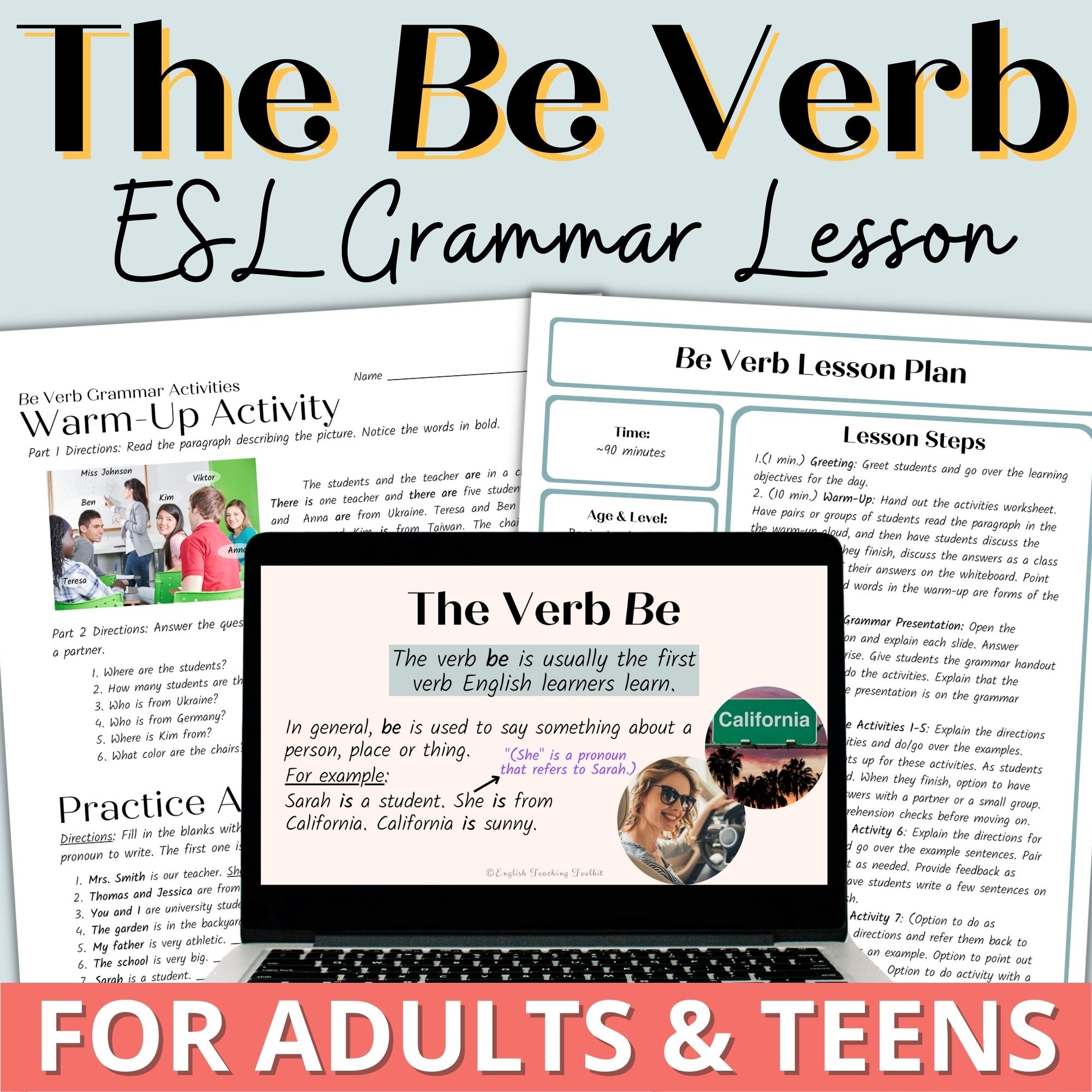 Adult ESL The Be Verb English Grammar Lesson Plan Activities Worksheets For Beginners Made By Teachers