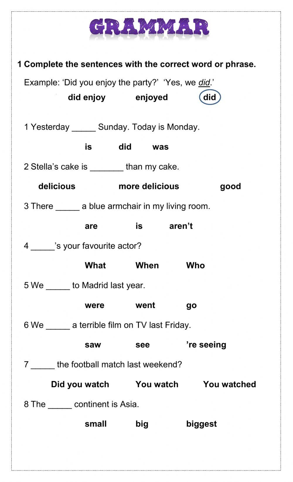Adults Gramma Free Interactive Worksheets 588359