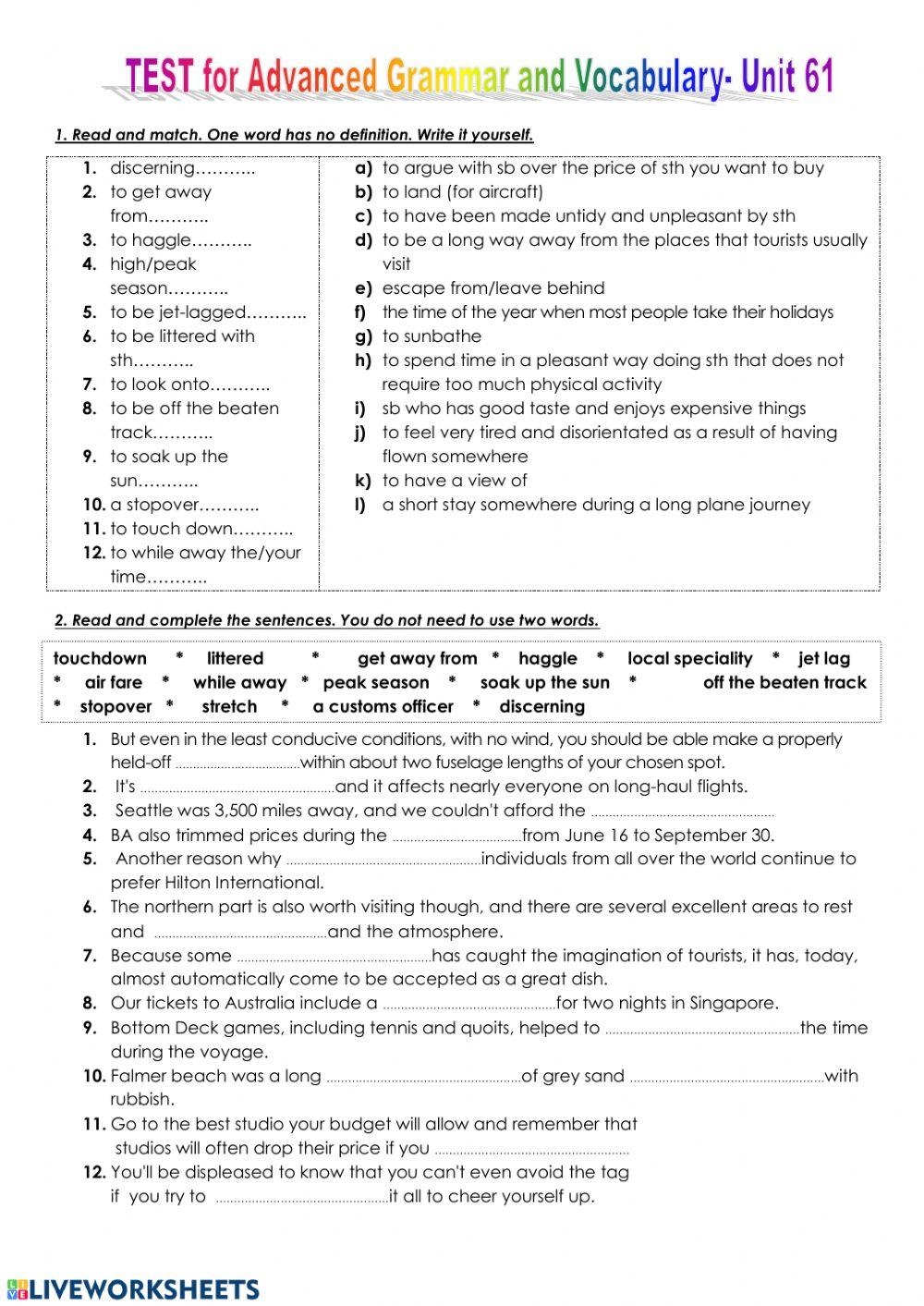 Advanced Gramma Free Interactive Worksheets 86262 Advanced Gramma Free Interactive Worksheets 86262