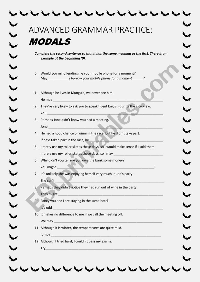 Advanced Grammar Worksheets