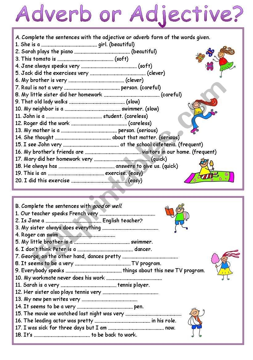 Adverb Or Adjective ESL Worksheet By Luoliveira Adverb Or Adjective ESL Worksheet By Luoliveira