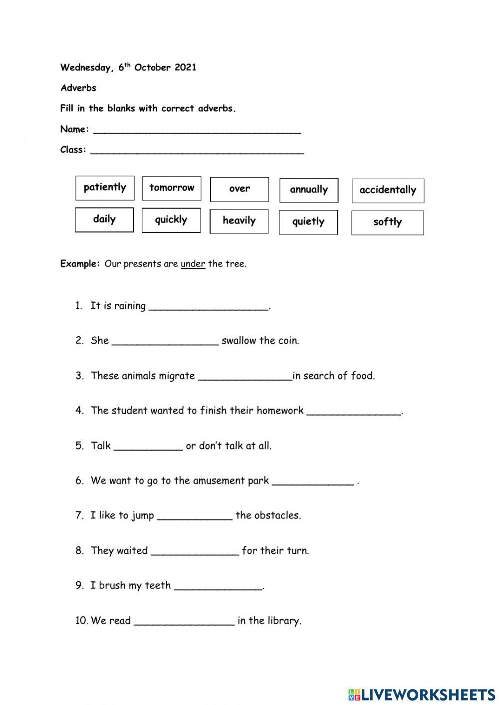 Adverbs Free Interactive Worksheets 1487873