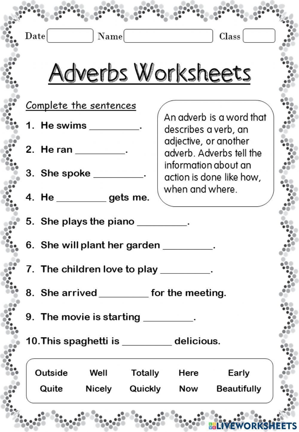 Adverbs Free Interactive Worksheets 771367