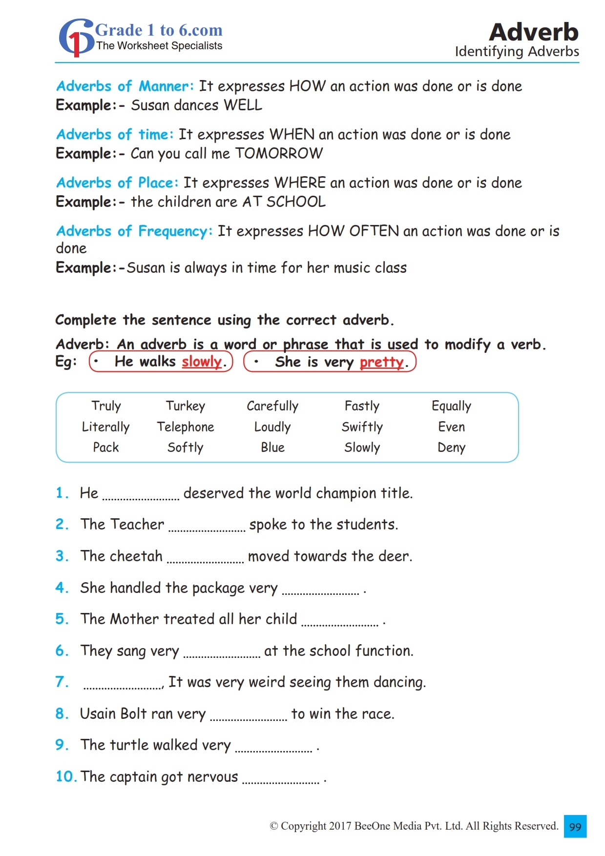 Adverbs Of Manner Grammar Worksheets