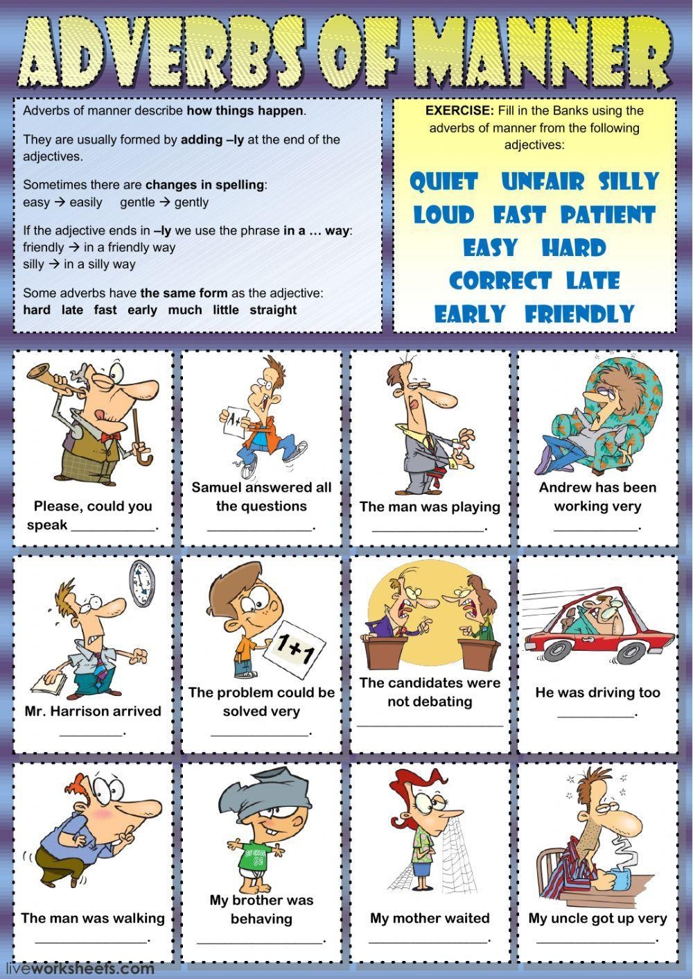 Adverbs Of Mann Free Interactive Worksheets 45569