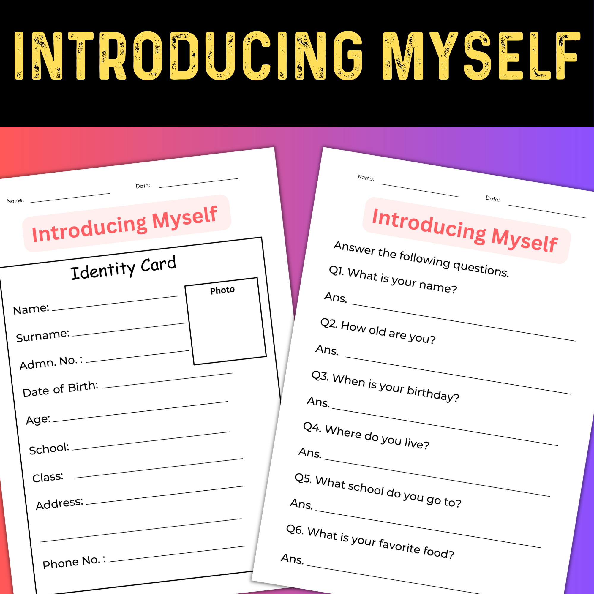 Me Myself And I Grammar Worksheet