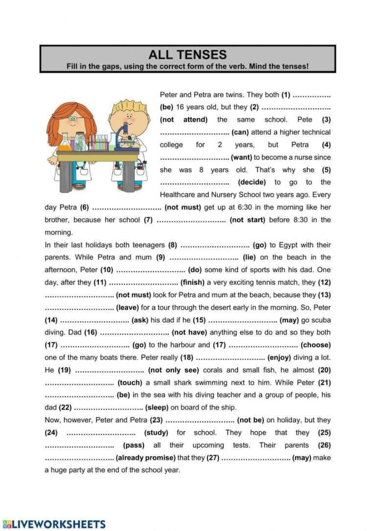 All Tenses Free Interactive Worksheets 51622