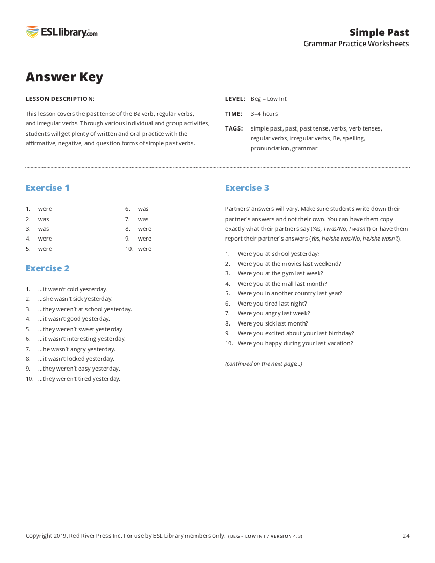 Esllibrary Grammar Practice Worksheets Esllibrary Grammar Practice Worksheets
