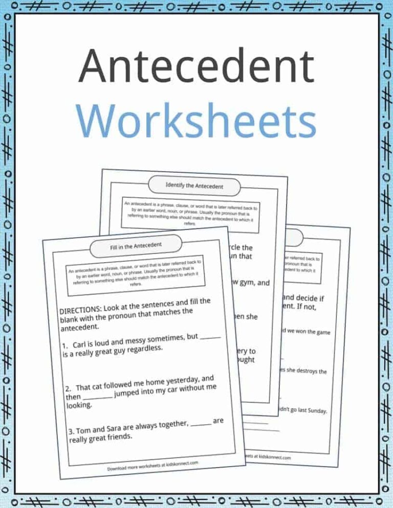 Antecedent Examples Definition And Worksheets KidsKonnect