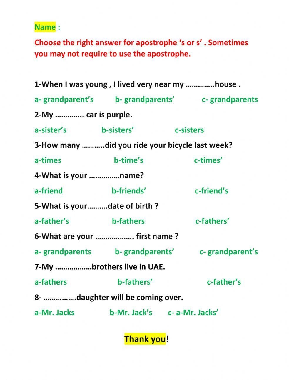 Apostrophes s Free Interactive Worksheets 398013 Apostrophes s Free Interactive Worksheets 398013