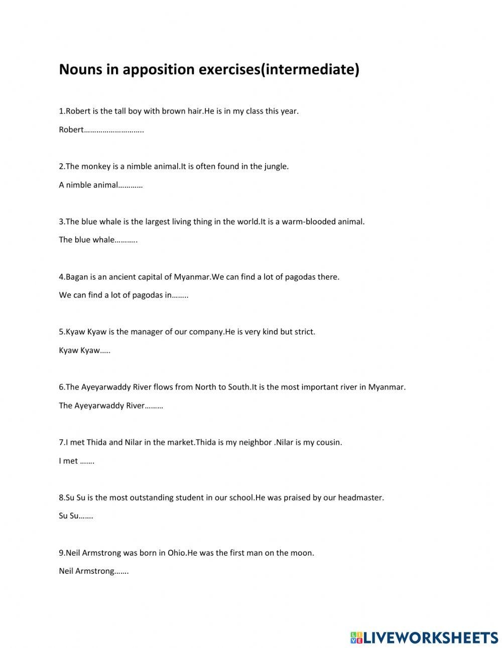 Appositive Worksheet Grammar Bytes