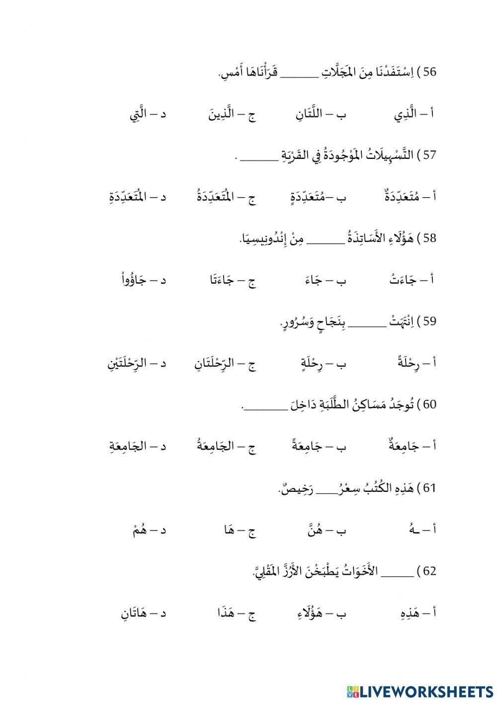 Arabic Grammar Free Interactive Worksheets 7040863