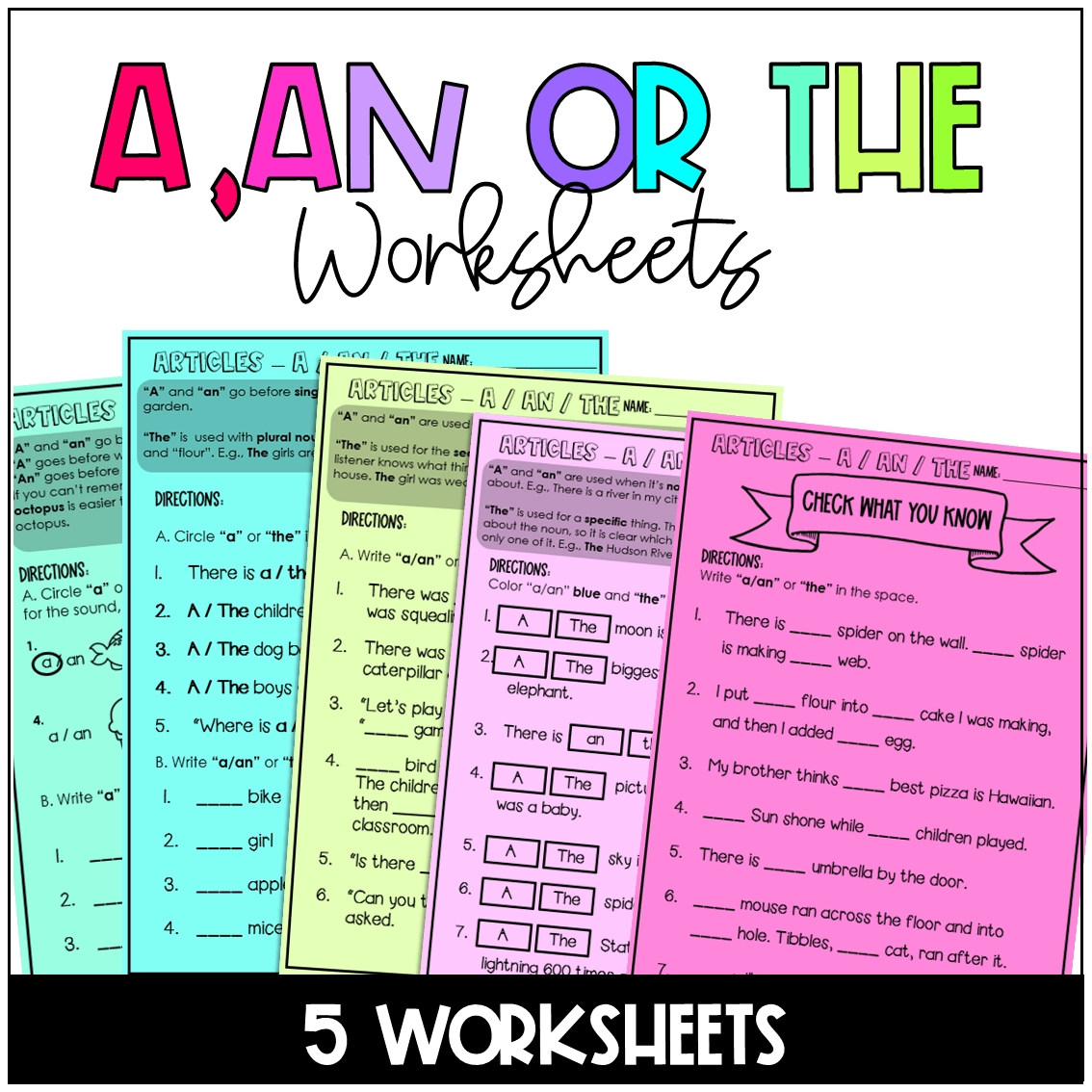 Articles A An And The Grammar Worksheets
