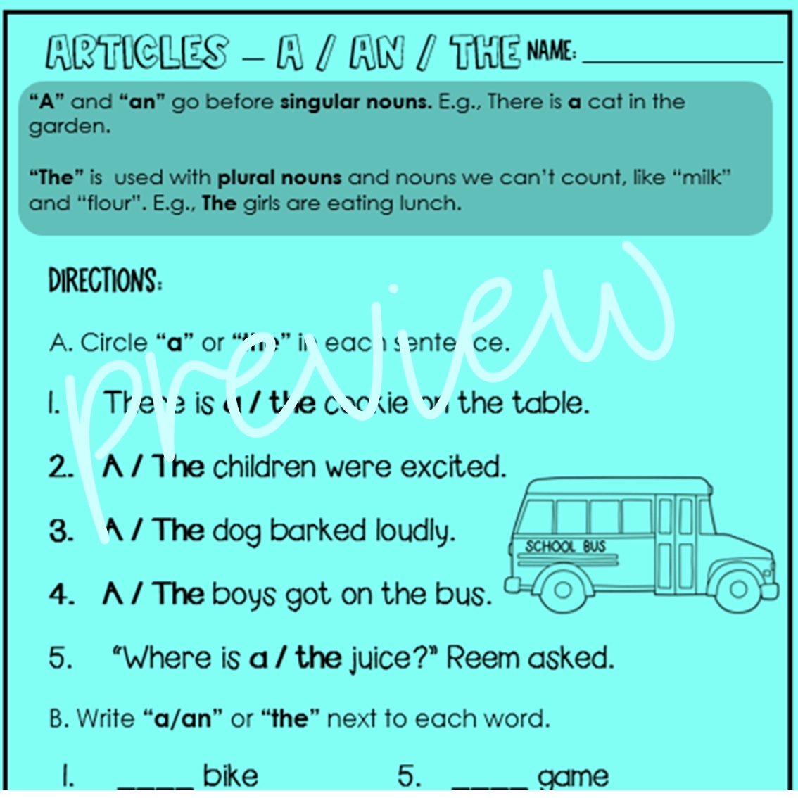 A Or An Grammar Worksheets A Or An Grammar Worksheets