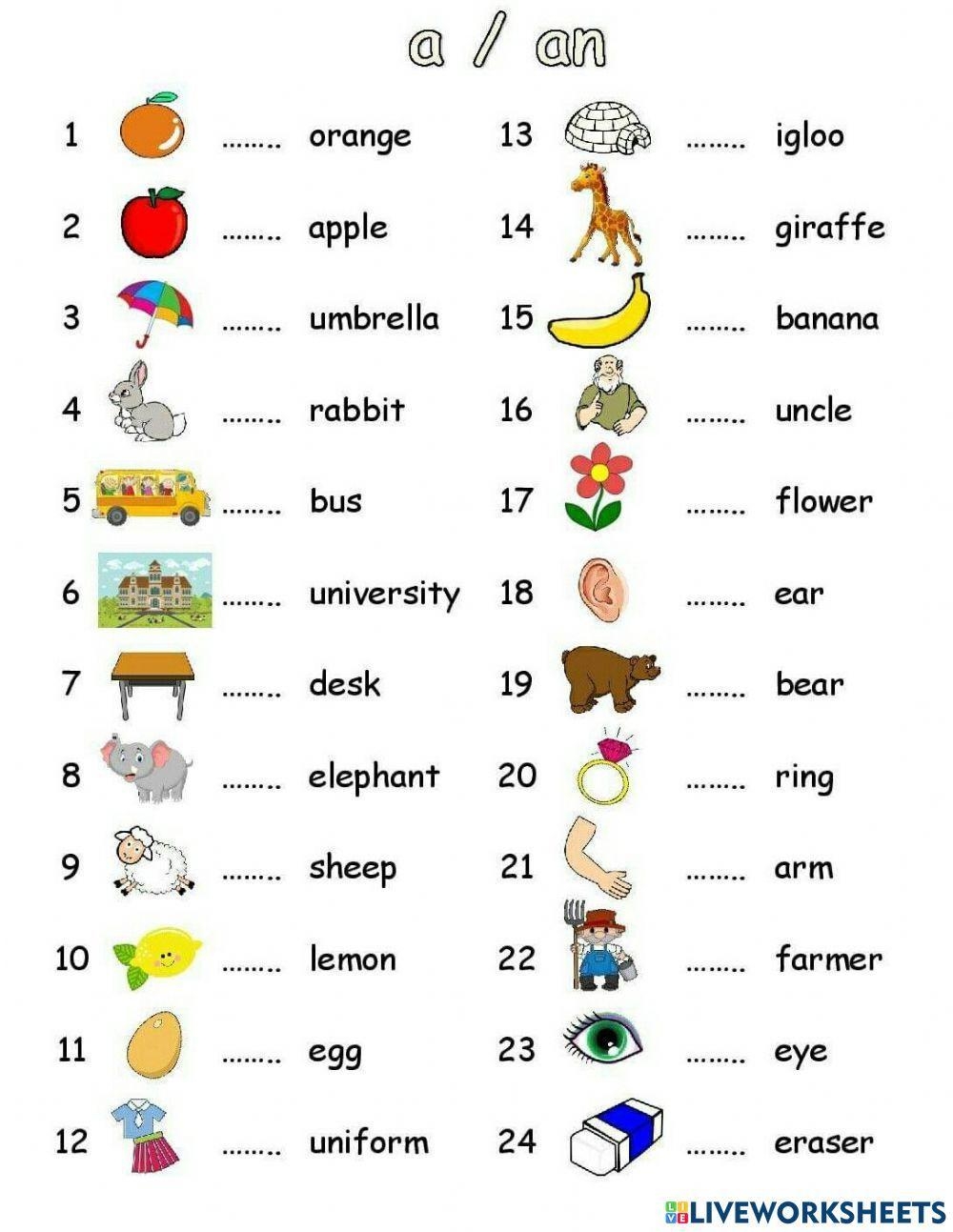 Articles A An Free Interactive Worksheets 727091