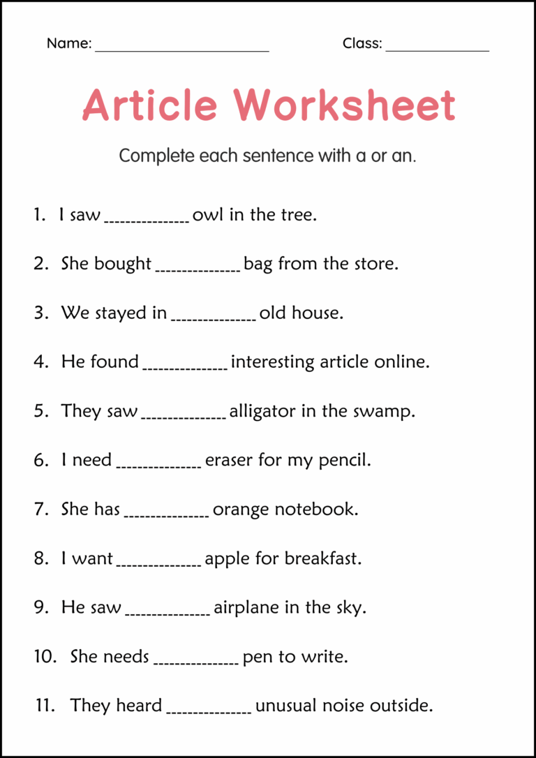 Articles A And An Grammar Worksheets For Grade 1 2 3 Made By Teachers