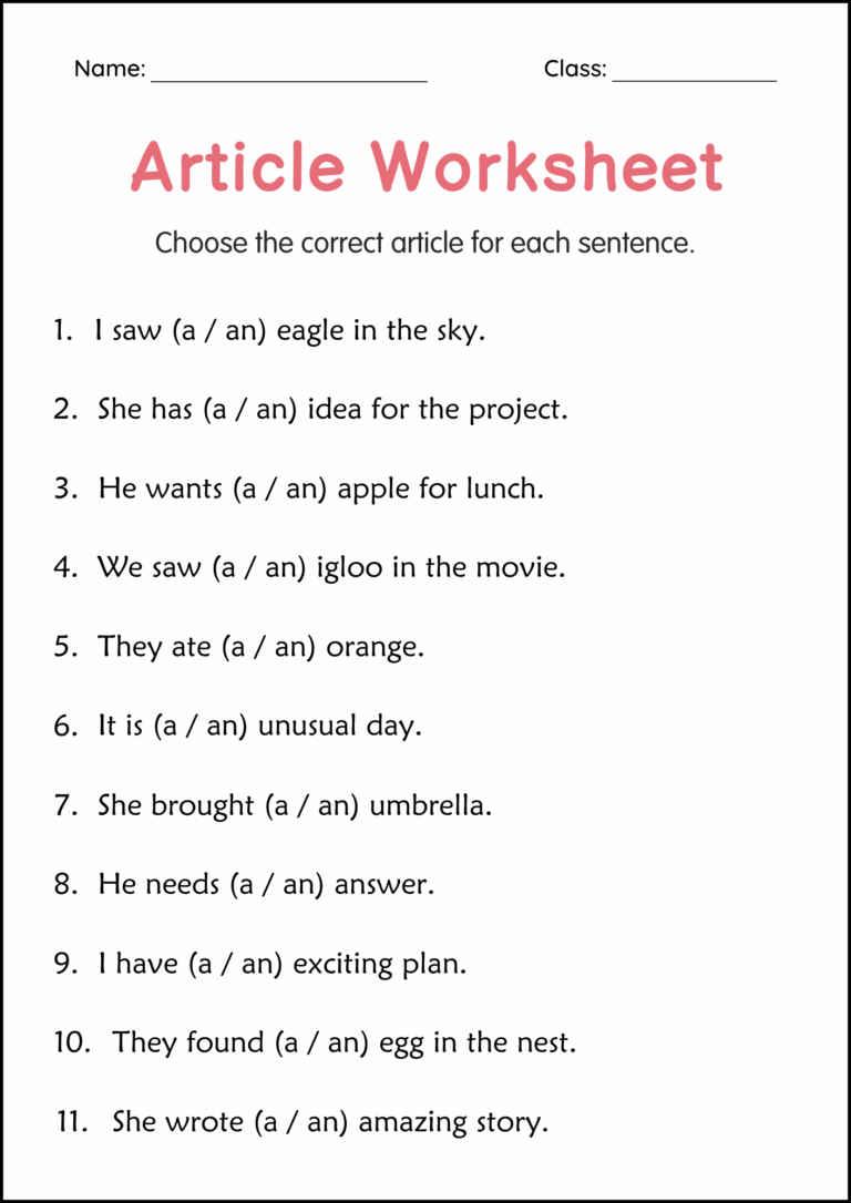 Articles A And An Grammar Worksheets For Grade 1 2 3 Made By Teachers