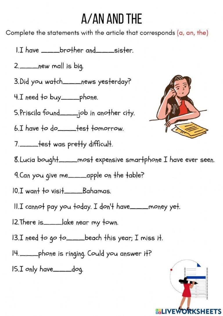 Articles Free Interactive Worksheets 1923546