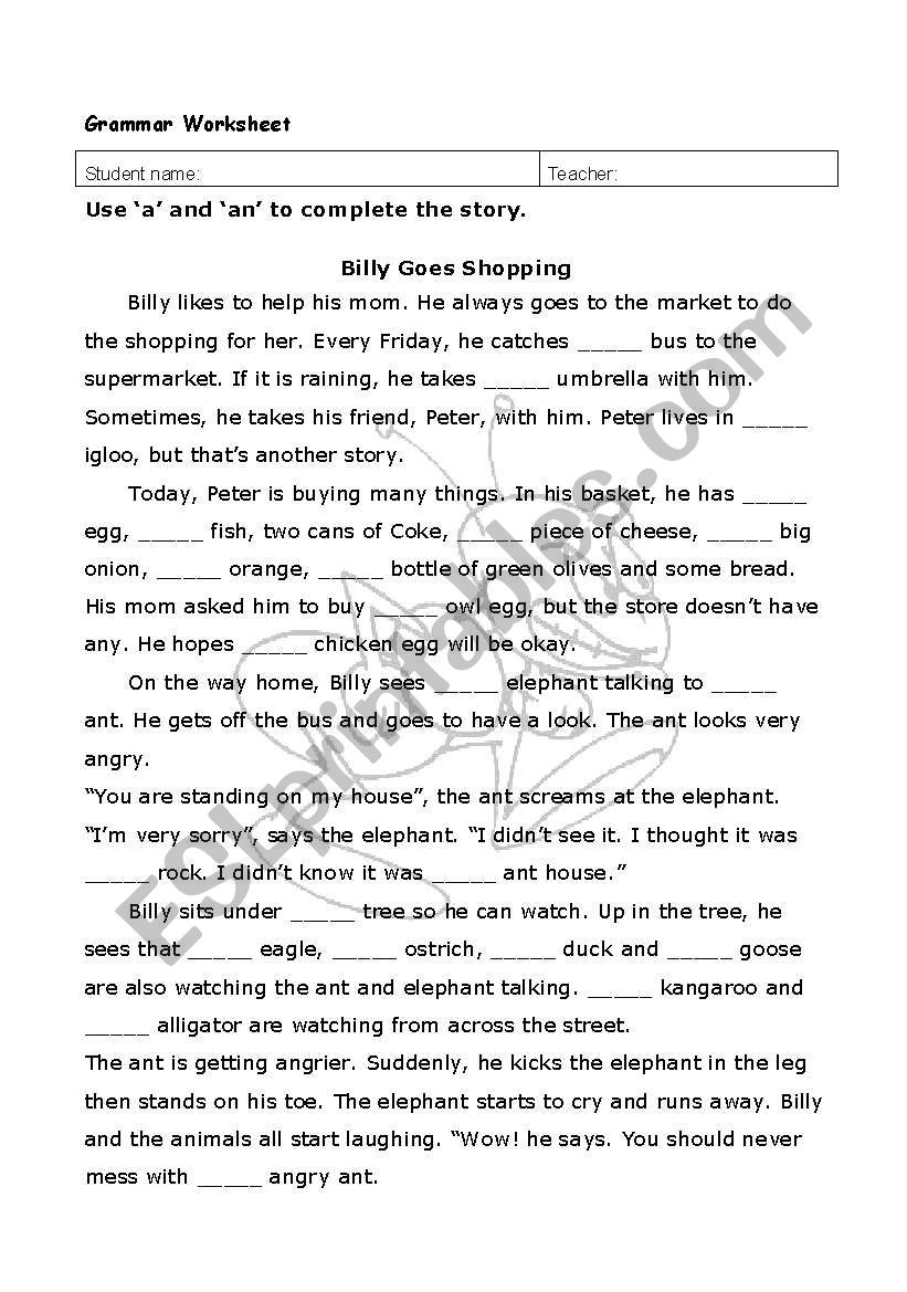 Articles Story ESL Worksheet By Champski Articles Story ESL Worksheet By Champski