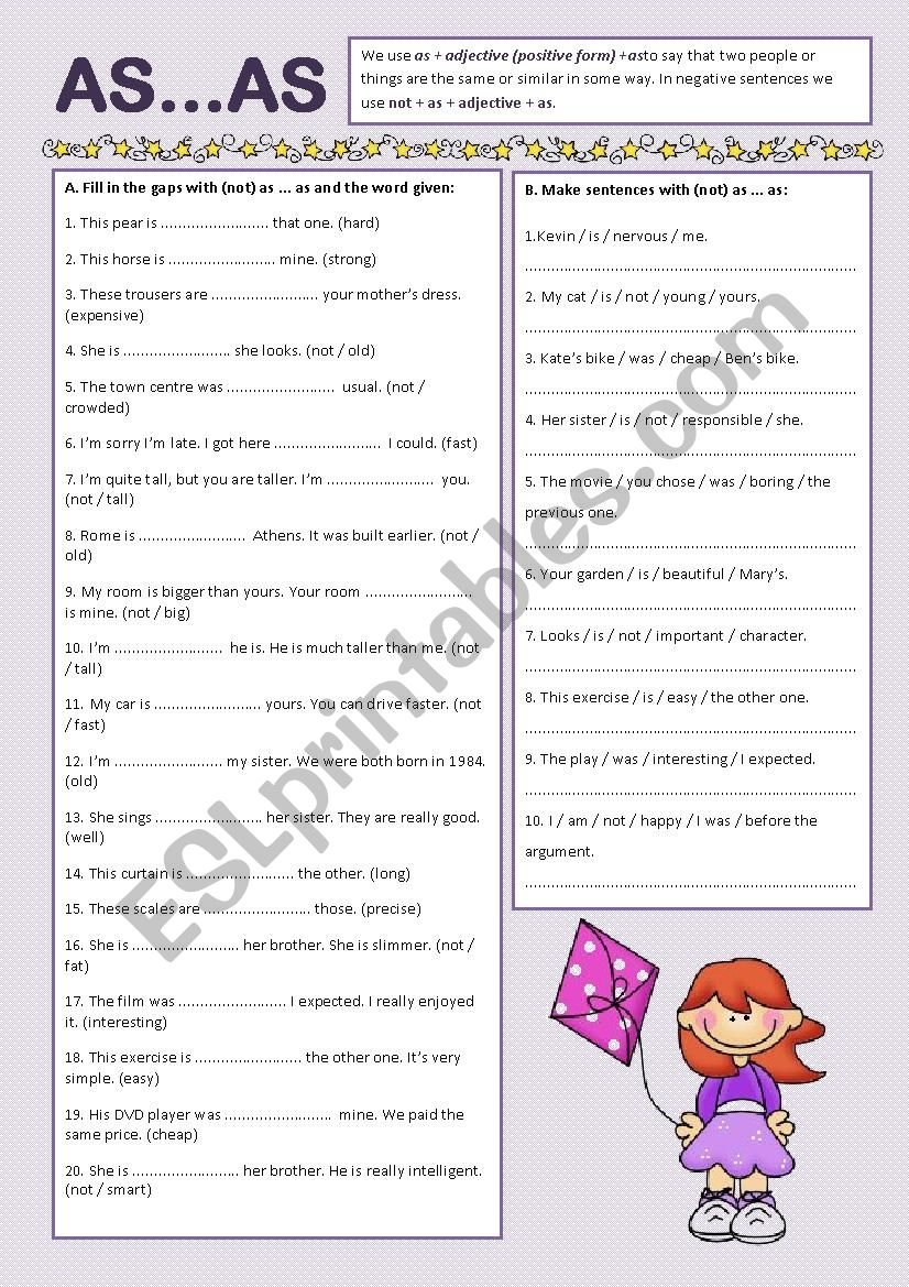As as ESL Worksheet By Karolajna9 As as ESL Worksheet By Karolajna9
