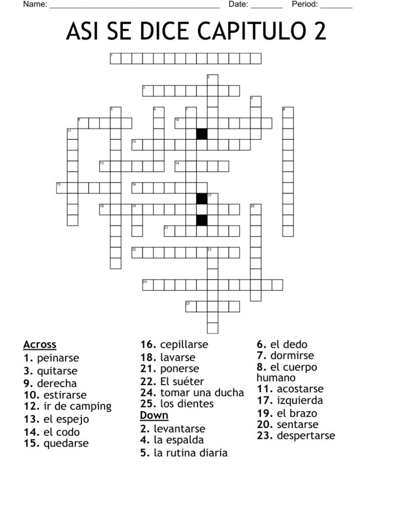 ASI SE DICE CAPITULO 2 Crossword WordMint
