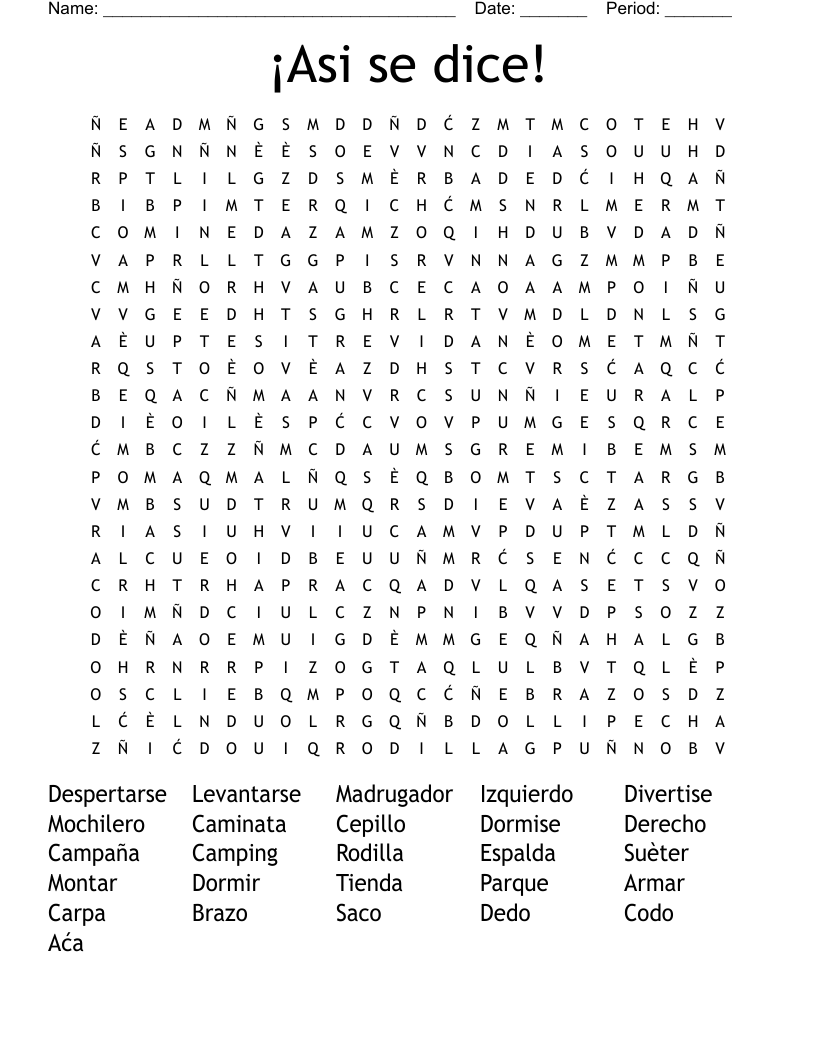 Asi Se Dice Word Search WordMint