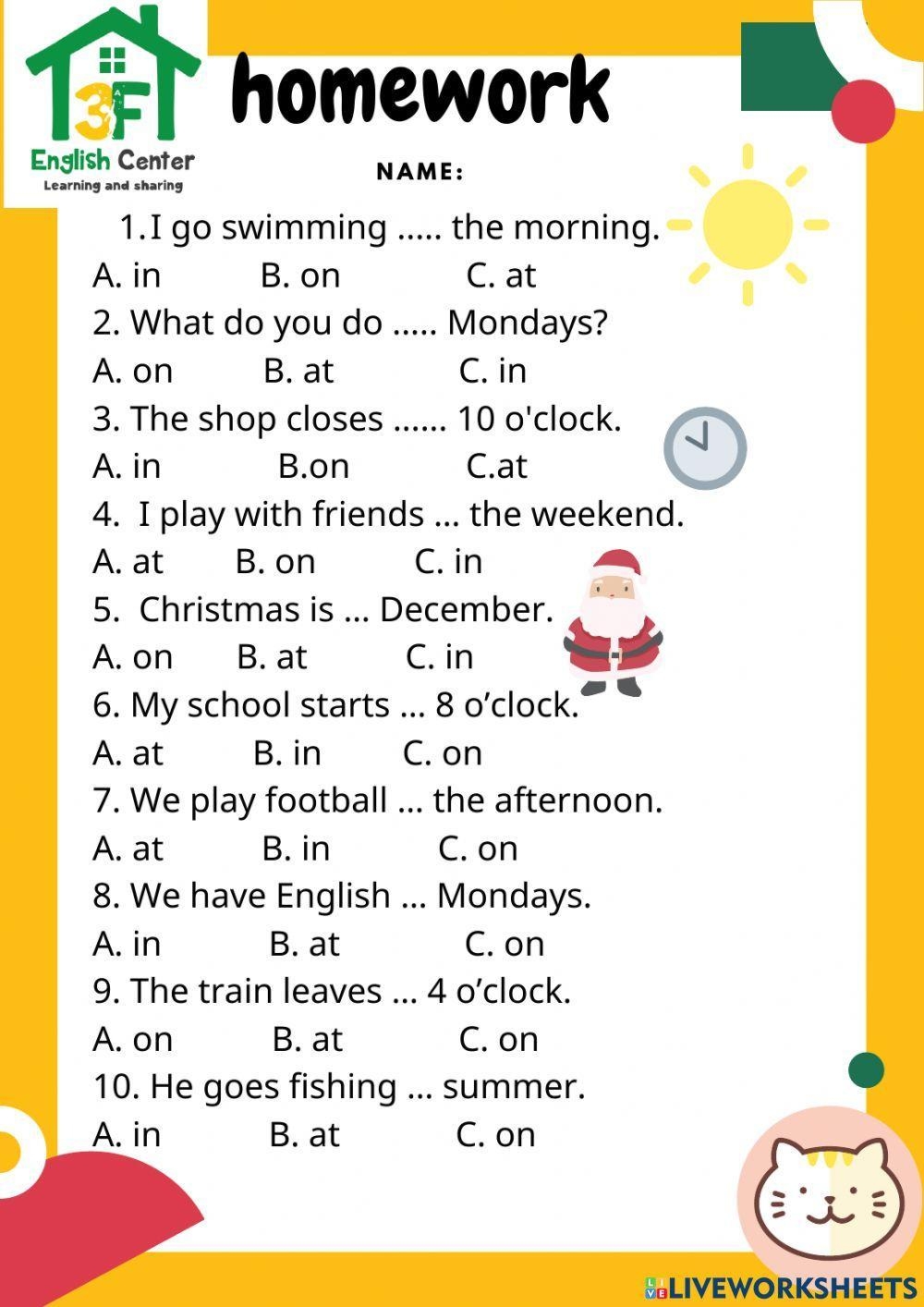 At In On Free Interactive Worksheets 1459132 At In On Free Interactive Worksheets 1459132