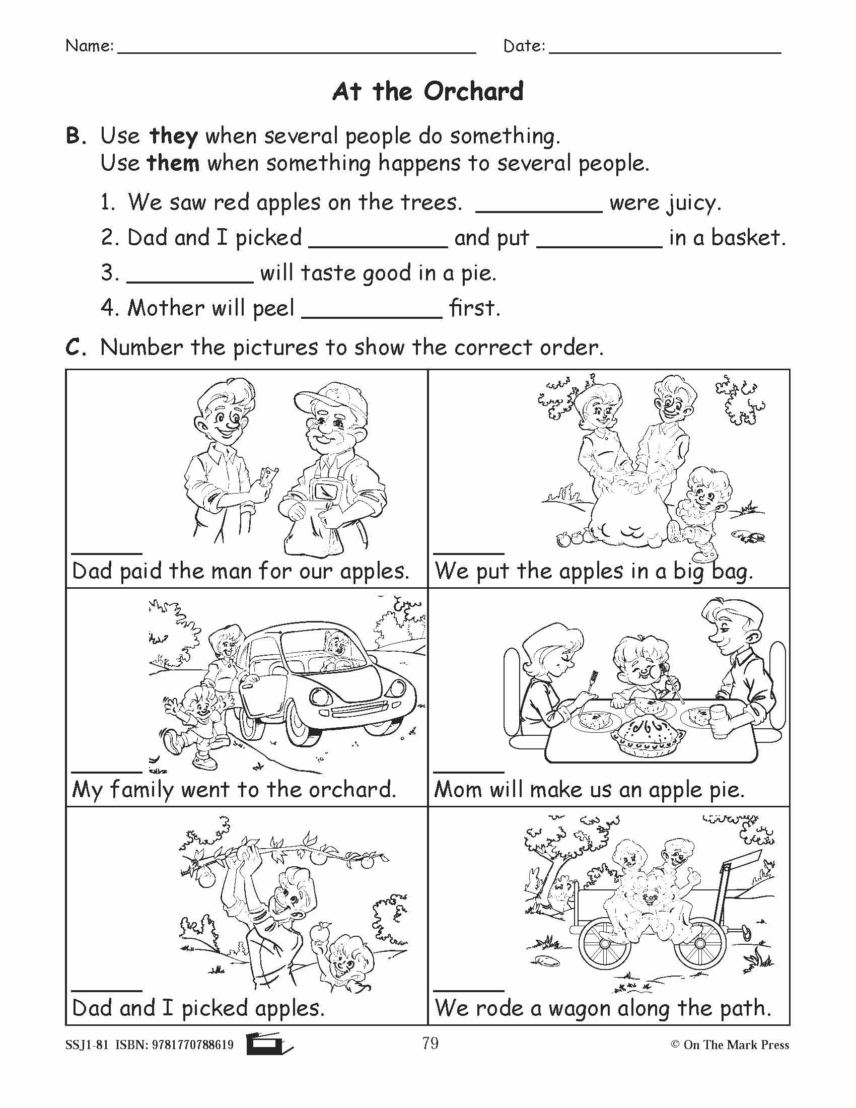 At The Orchard Grammar Worksheets Grade 1
