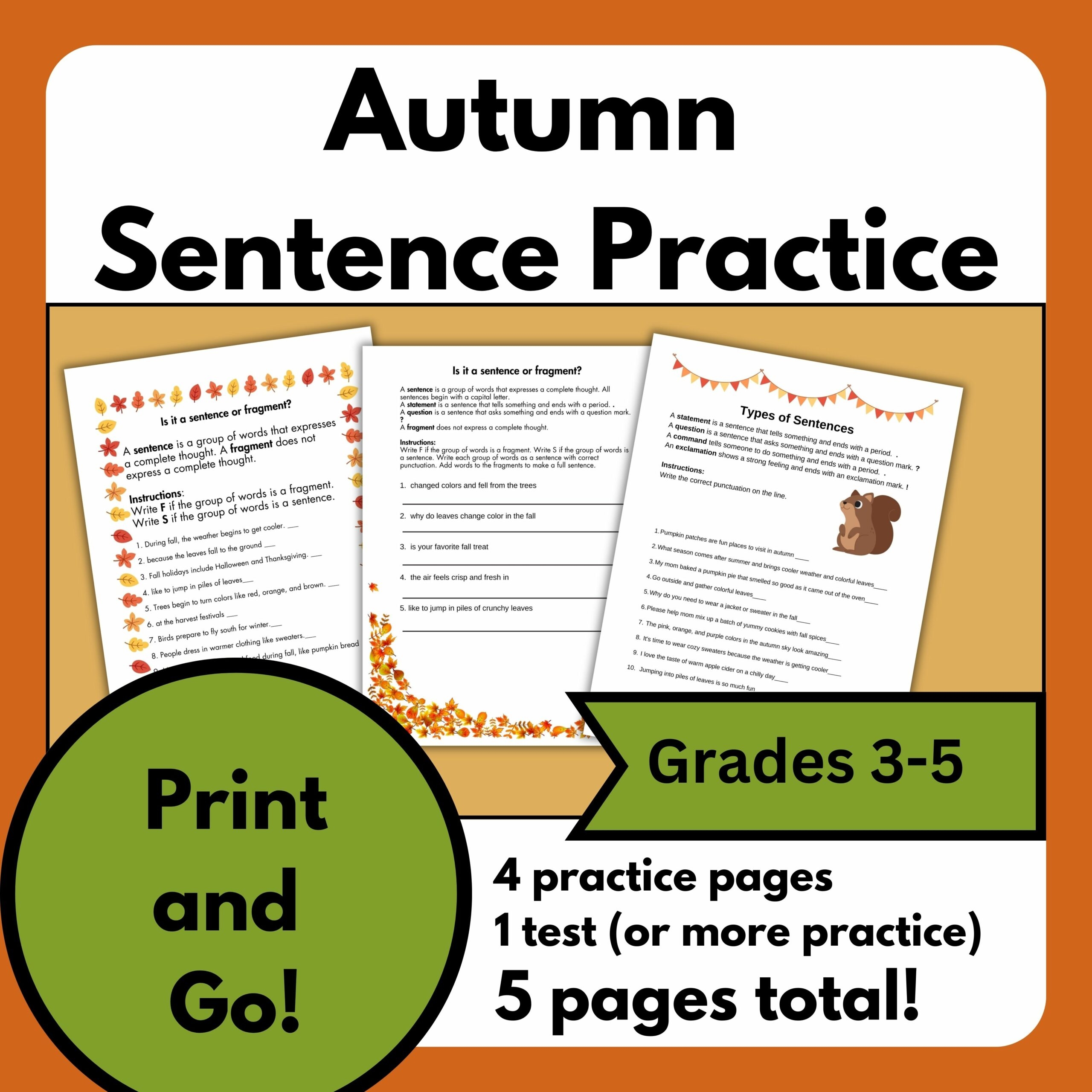 Autumn Sentence Or Fragment Types Of Sentences English Grammar 