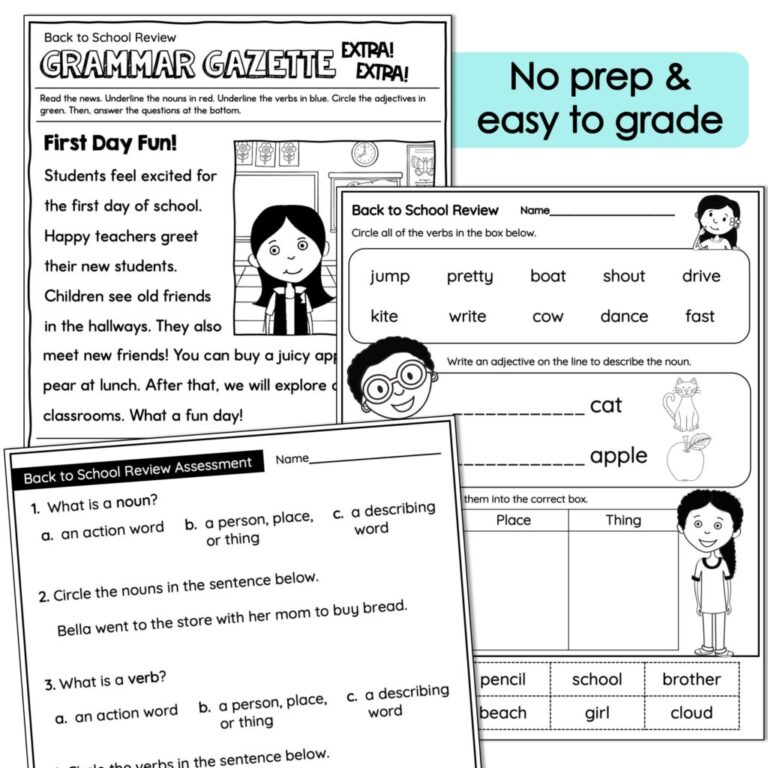 Back To School Grammar Review For 2nd Grade Around The Kampfire