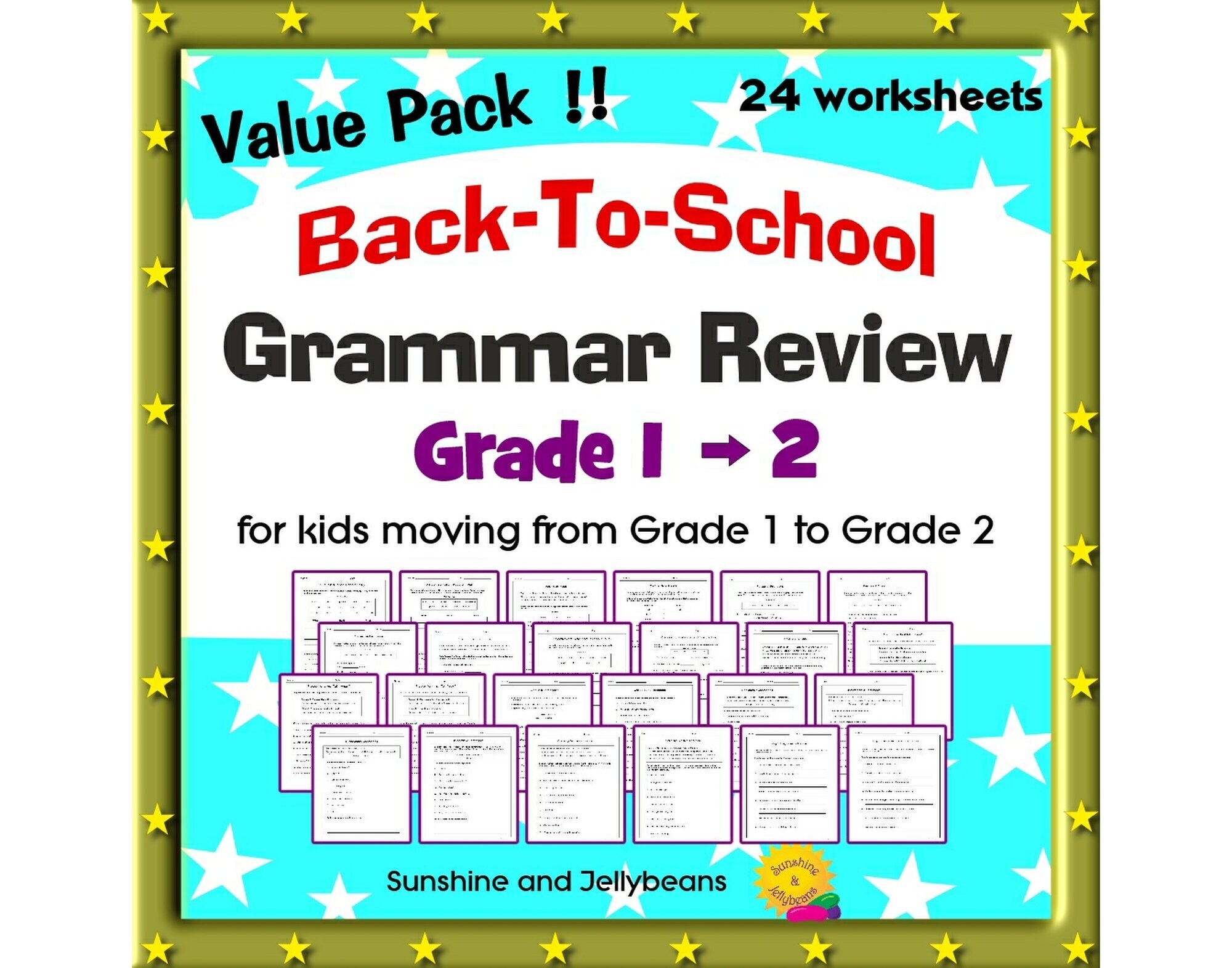 Back to school Grammar Review Grades 1 2 Review Practice 24 Worksheets Etsy