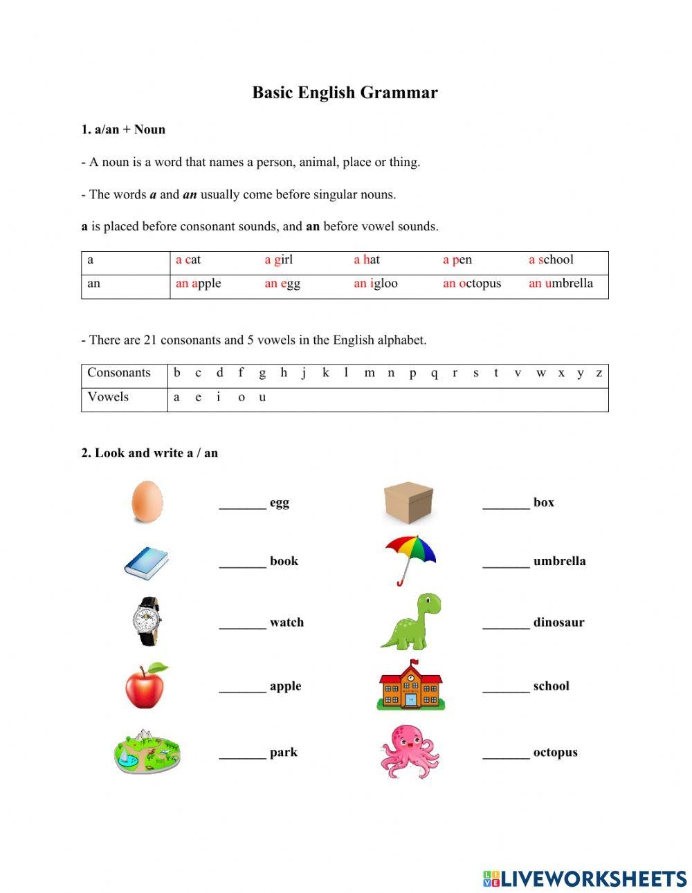 Basic English G Free Interactive Worksheets 1362356