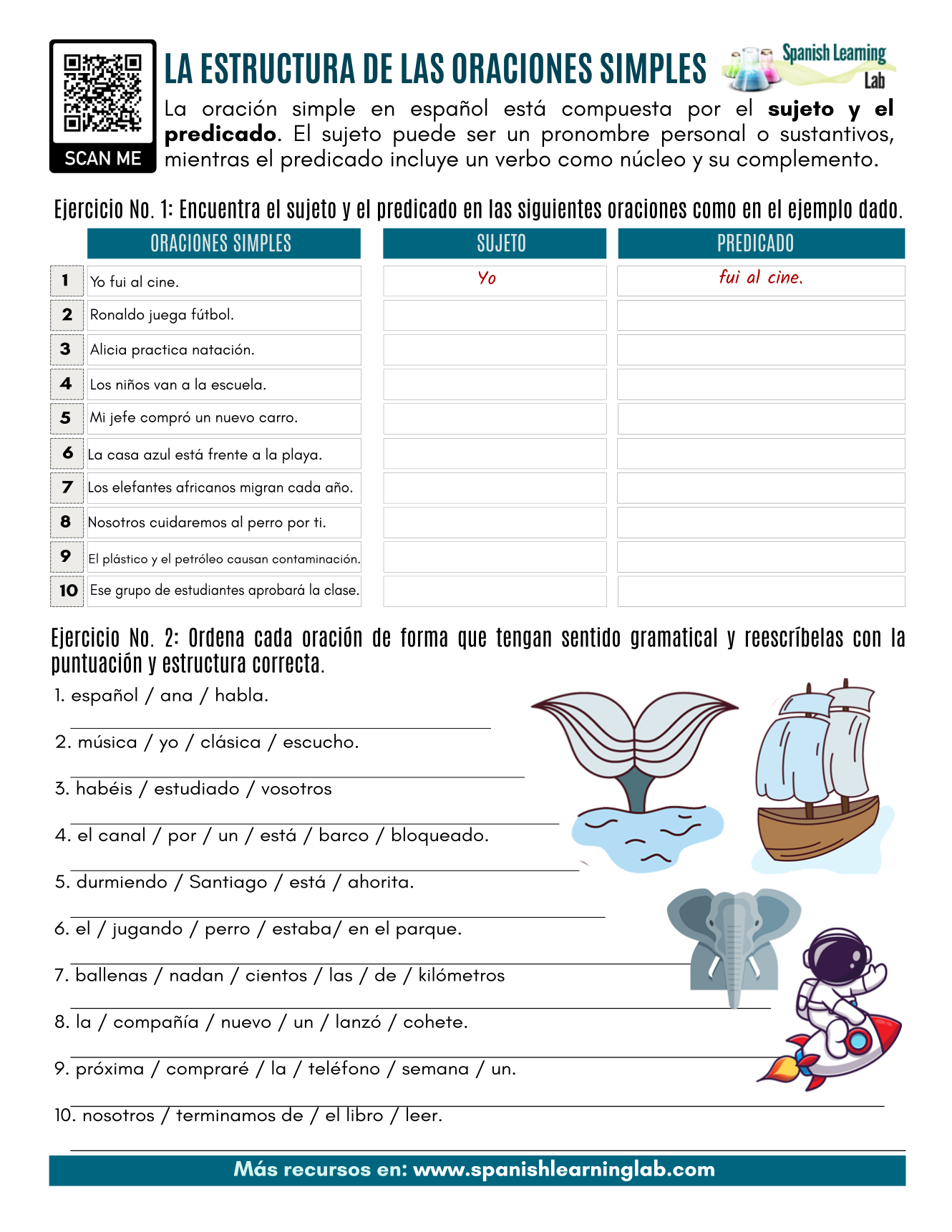 Basic Sentence Structure In Spanish PDF Worksheet Spanish Learning Lab Basic Sentence Structure In Spanish PDF Worksheet Spanish Learning Lab