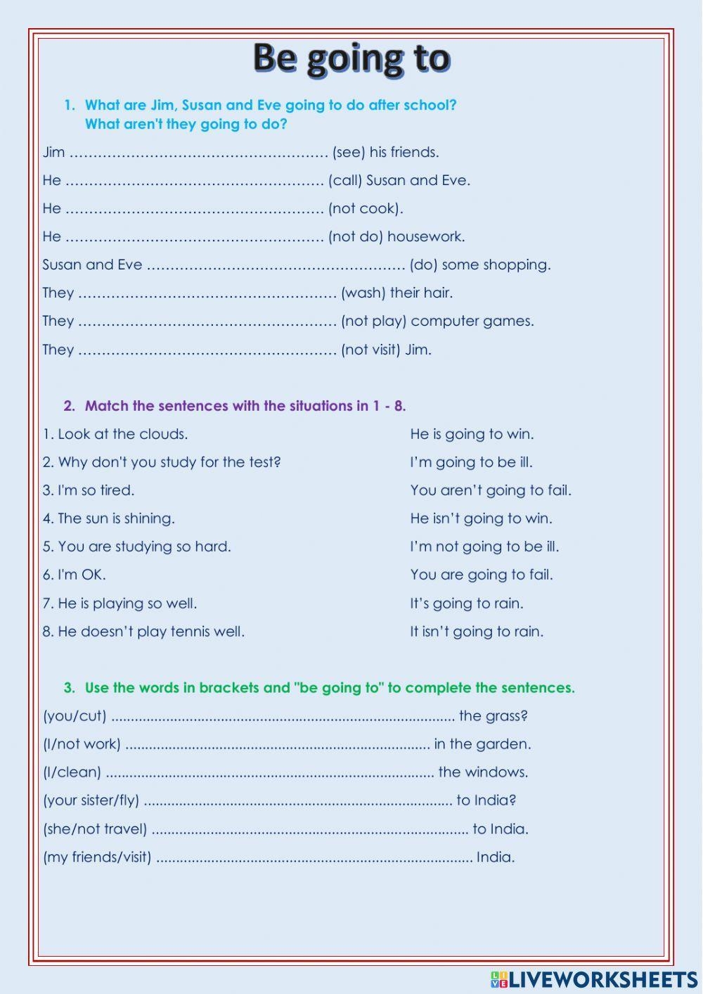 Be Going To Free Interactive Worksheets 741717